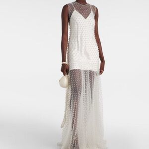 Norma Kamali Mesh Pearl Embellished Dress (XS)